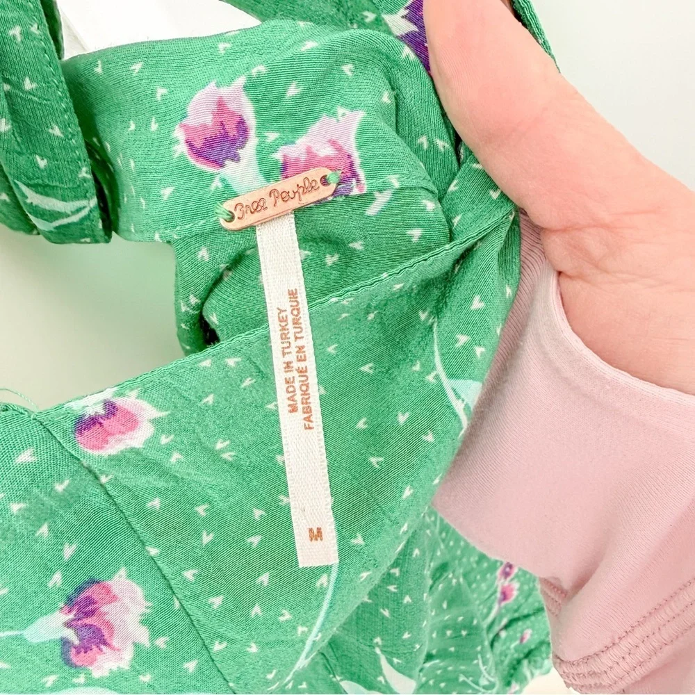 Free People Teal and Pink Floral Mini Dress
